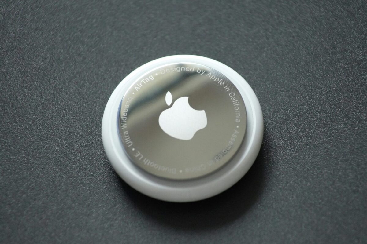 AirTag tracking device by Apple.