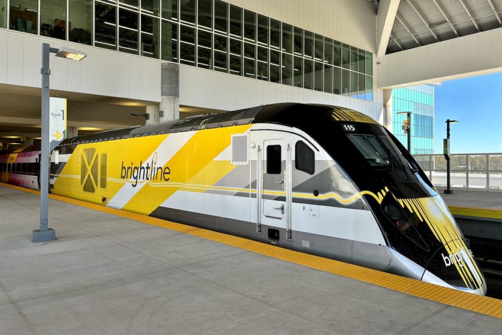 Brightline train at Orlando Airport