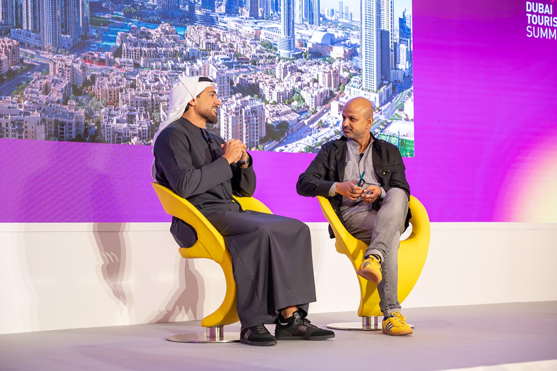 Issam Abdul Rahim Kazim, Dubai Corporation for Tourism and Commerce Marketing CEO, speaks with Skift's Rafat Ali at Skift Global Forum East on December 14, 2023, in Dubai, UAE.