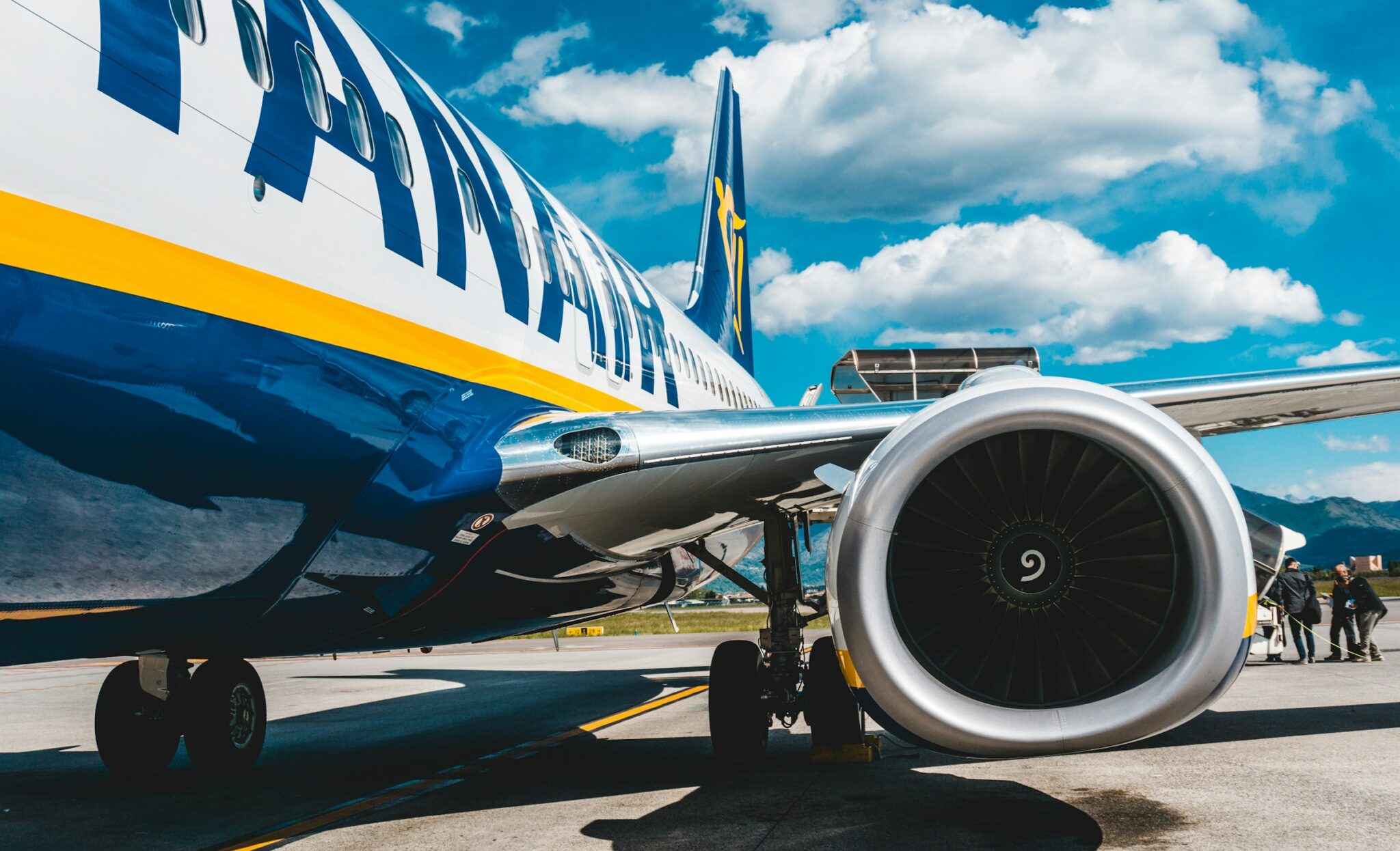 A Ryanair Boeing 737 plane on the tarmac. 