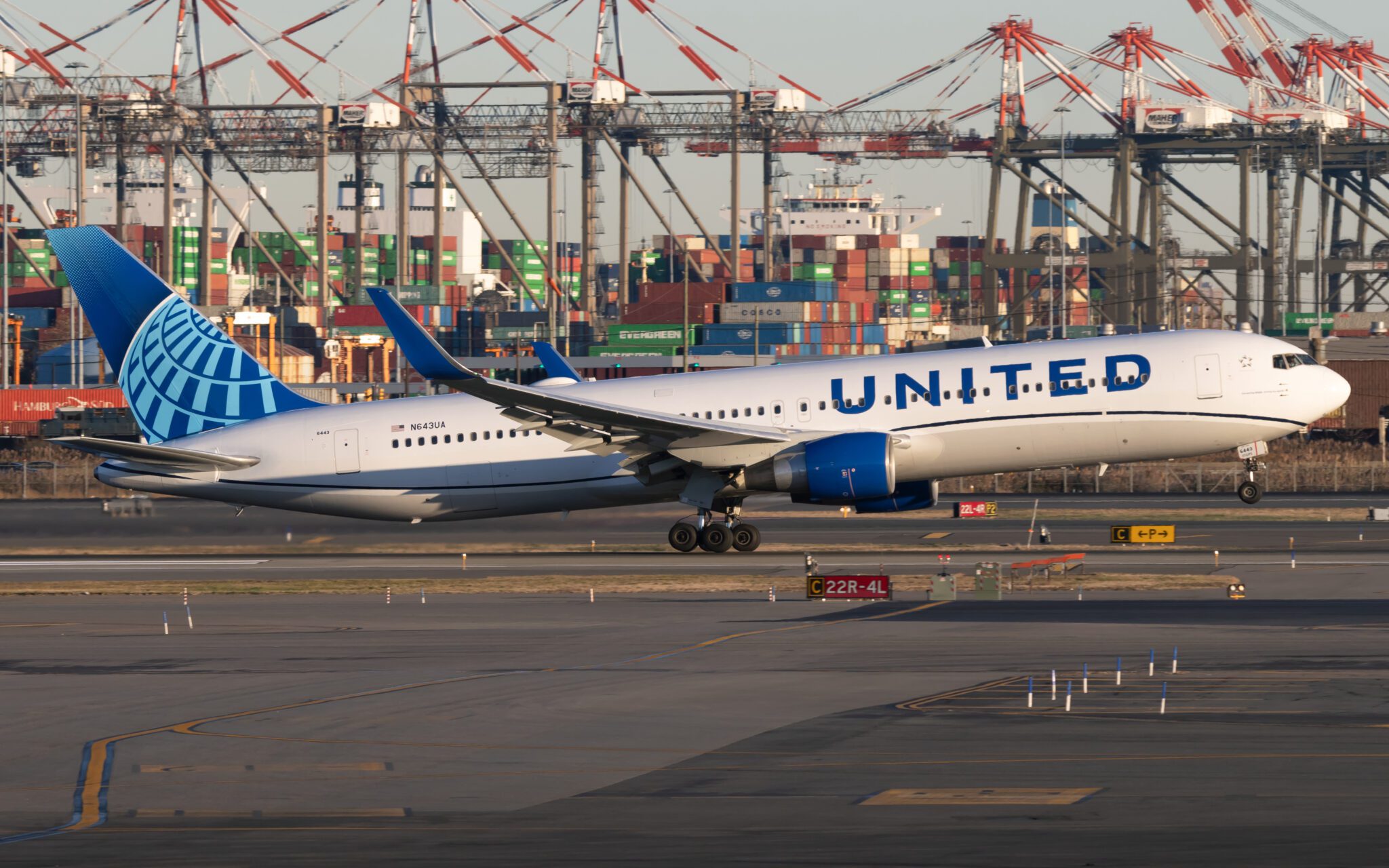 A United Airlines Boeing 767. 