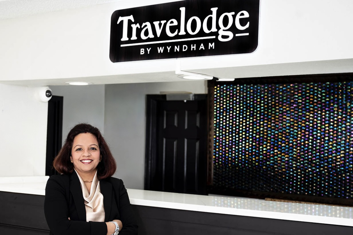 Wyndham’s Women Own the Room program aims to advance women ownership in the hospitality industry, has signed more than 30 hotels across the U.S. and Canada. Shown here is one participant: Preeti Singh, the owner of a recently opened Travelodge by Wyndham in Macon, Georgia. 