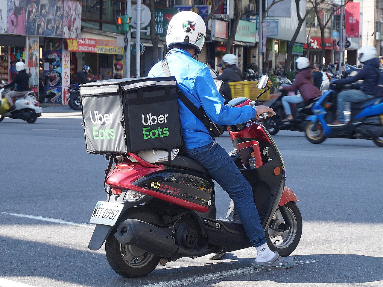 An Uber Eats delivery in Tapei, Taiwan on December 28, 2019. 