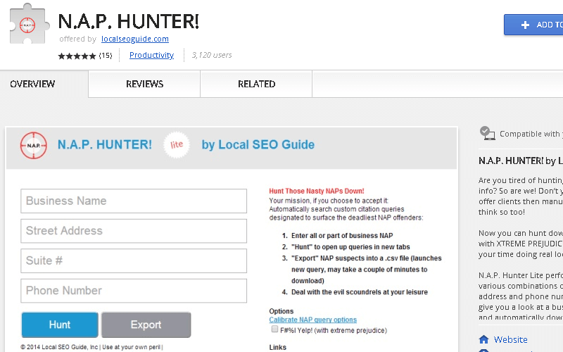 NAP Hunter Chrome Extension