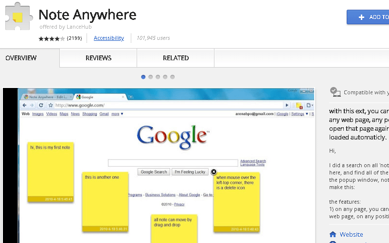 Note Anywhere Chrome Extension