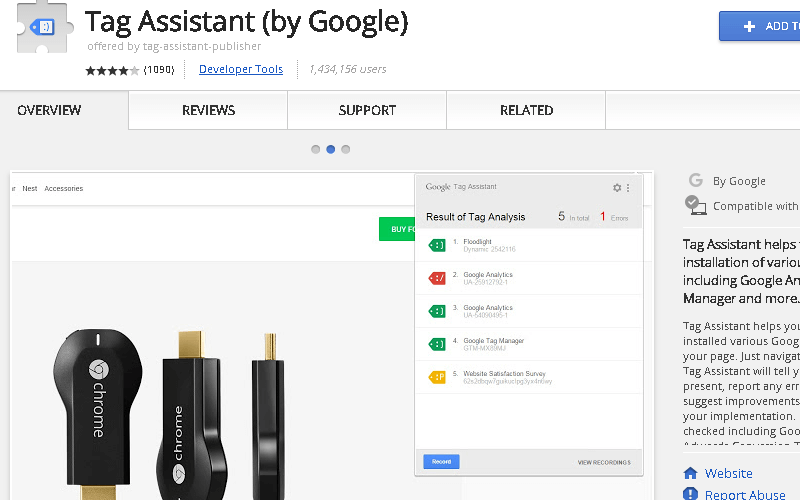 Google Tag Assistant Chrome Extension