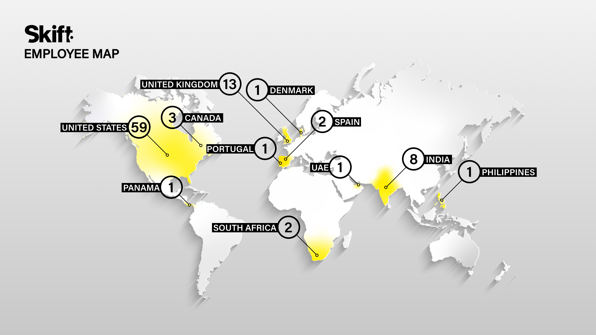 A map of where Skift employees are based